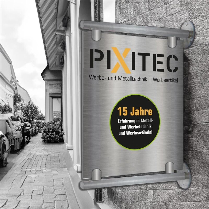Pixitec.de | Detail | Schildersystem | Edelstahl hängend | Doppelständer