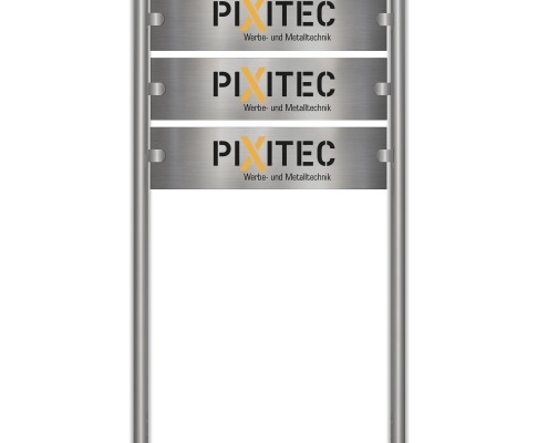 PIXITEC | Firmenschilder | weiß | 3 Schilder Edelstahl