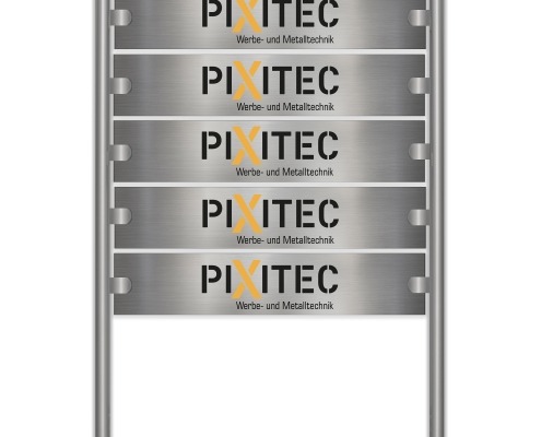 PIXITEC | Firmenschilder | weiß | 5 Schilder Edelstahl